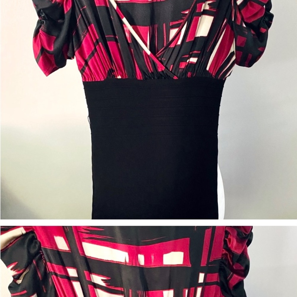 Sexy, classy, BeBe bodycon dress with ruffle cap sleeves & ruffle bottom. - Picture 4 of 5